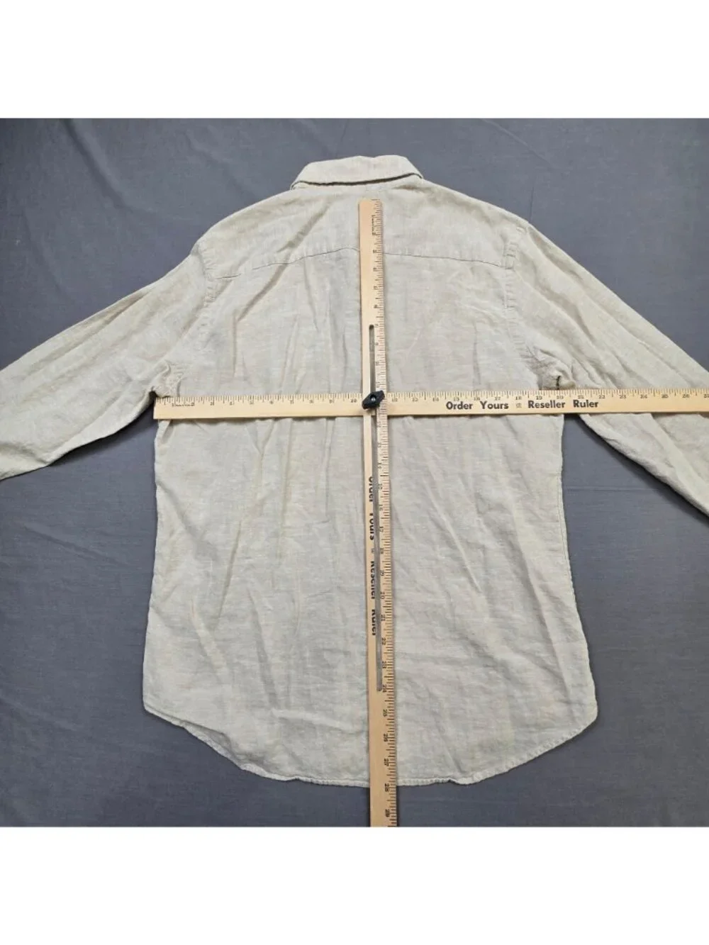 Banana Republic Mens Medium Button-Up Shirt Beige Linen Cotton Blend Long Sleeve